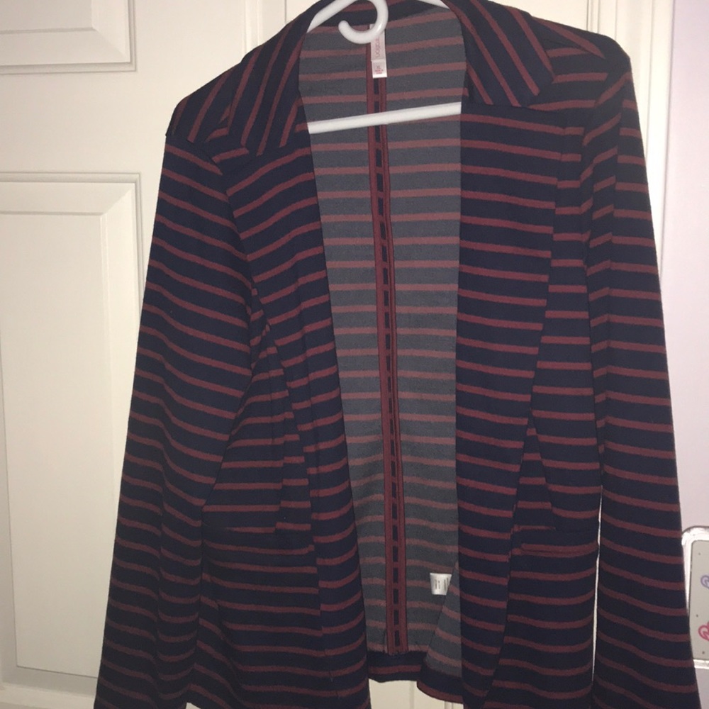 XL navy and burgundy striped blazer never worn